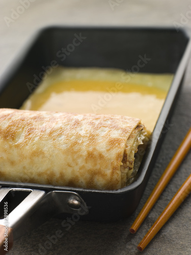 Rolled Dashi Omelette in a Square frying Pan photo