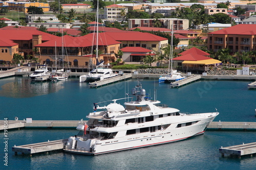 Caribbean Mega Yacht docked on the island of St. Thomas