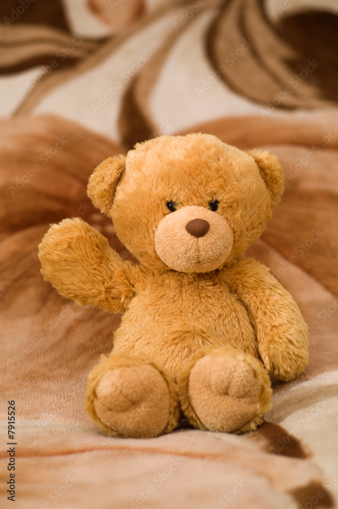 bear toy is waving by hand bear toy is waving by hand