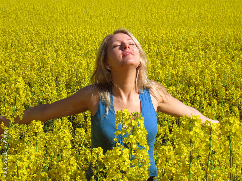 Attractive woman in yellow Attractive woman in yellow