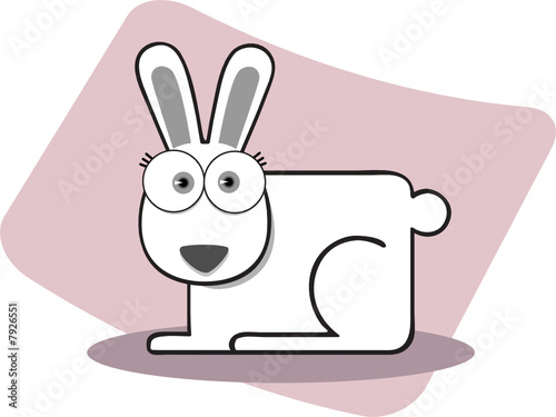 Cartoon Rabbit in Black and White
