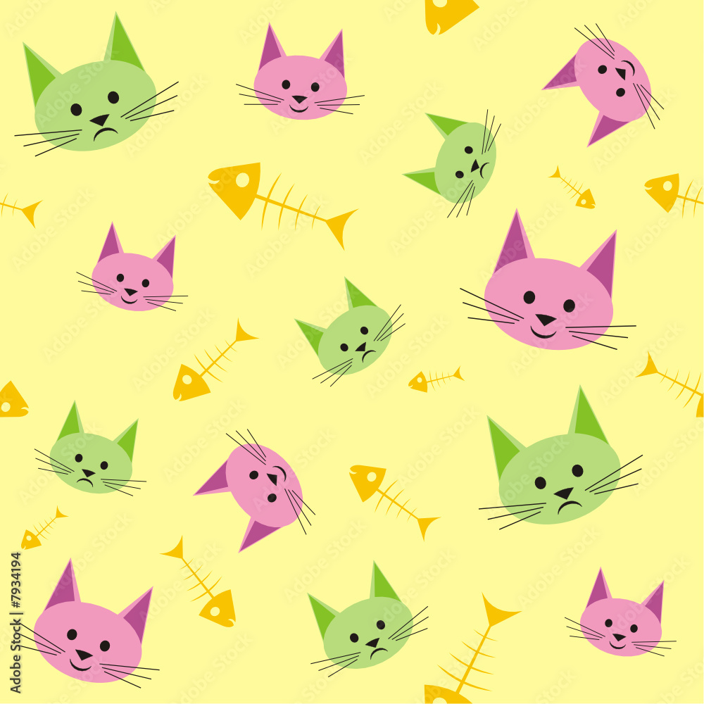 Seamless background with funny cats