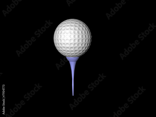 Golfball auf blauem Tee