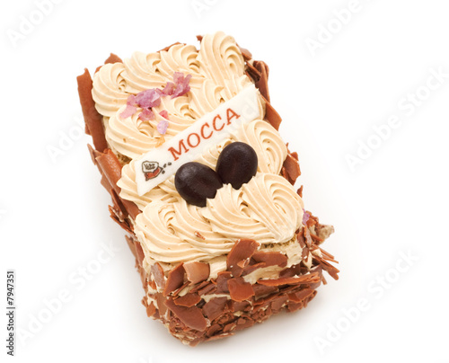 Vászonkép mocca cake on white background