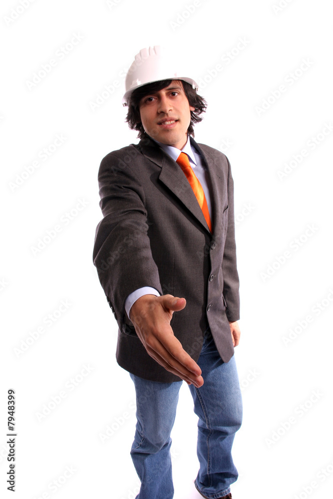 young man in suit offering to shake the hand young man in suit offering to shake the hand