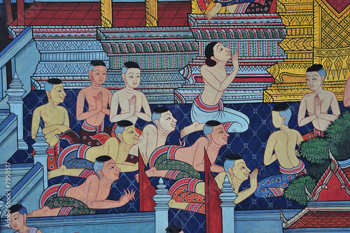 Thailand Bangkok Wat Pho Temple wall painting
