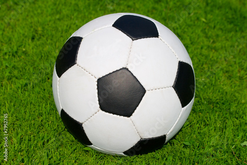 soccer ball on green grass © percent
