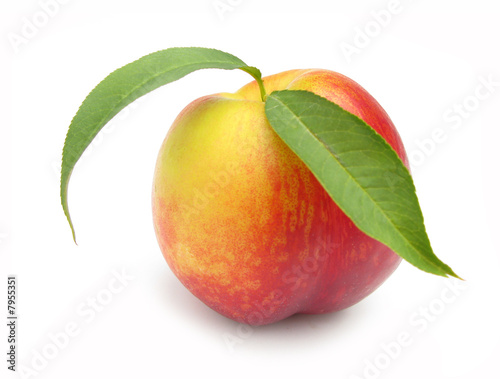 Nectarine with leaves