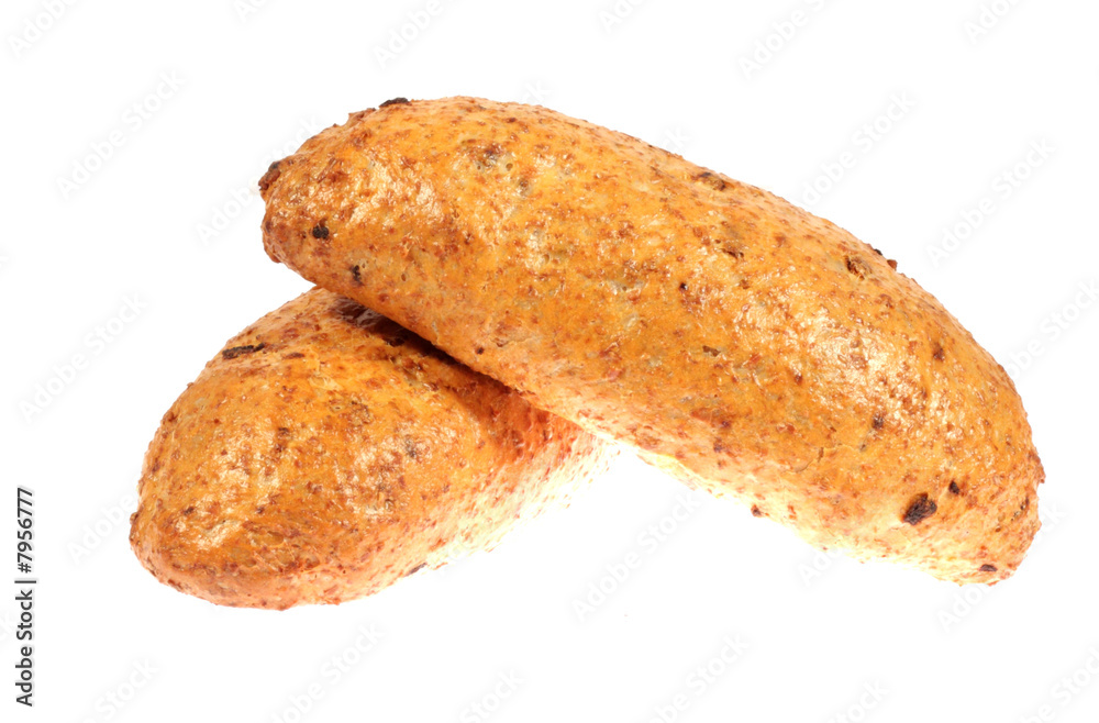Baked bread isolated on white background