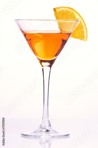 Orange cocktail on white background