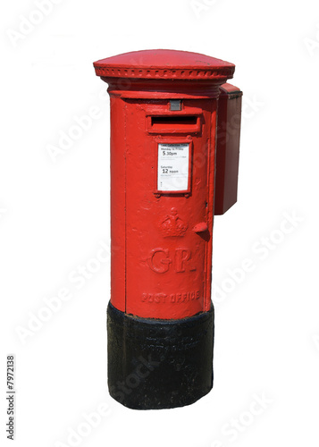 An isolated English Pillar Box style post box