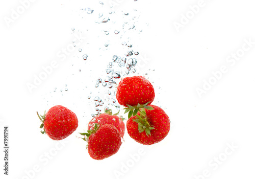 Splashing strawberries