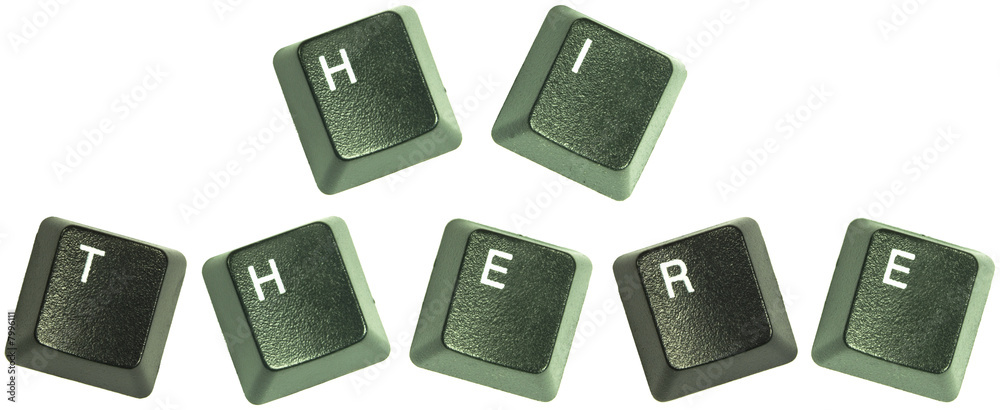 Keyboard keys spelling out the words “Hi ther Keyboard keys spelling out the words “Hi ther