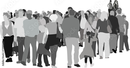 large pedestrian group vector illustration