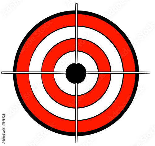 red white and black bullseye target with crosshair 
