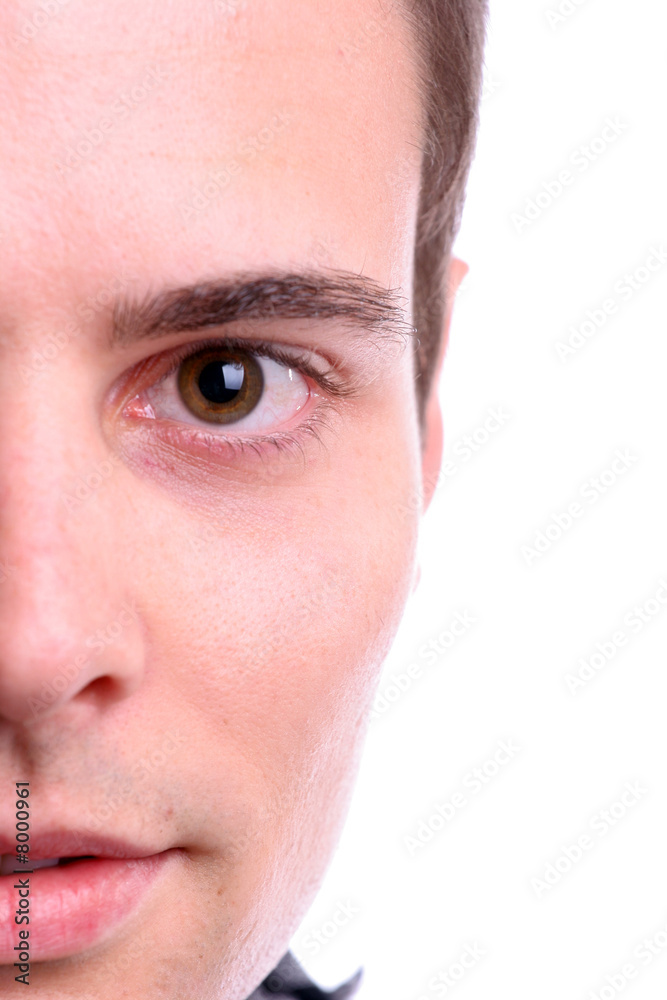 Extreme closeup portrait of young businessman