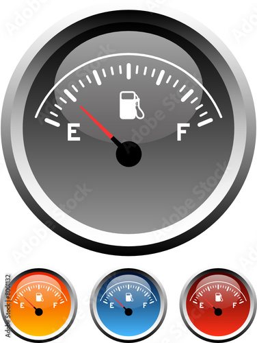 Dashboard gas gauge icons in 4 colors