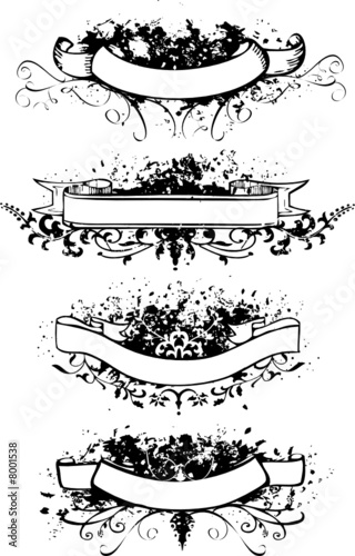 grunge banners with floral design elements 