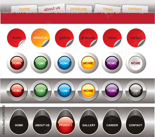 Website button bars set template