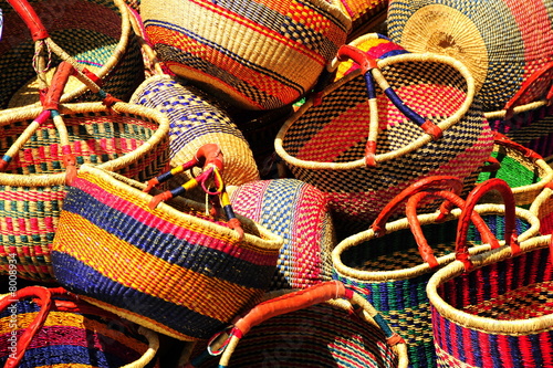 Mexican baskets at a flea market in mexico.