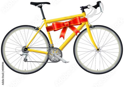 Vélo de course jaune en cadeau (détouré)