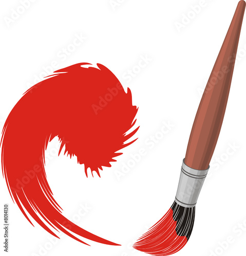 Illustration of Brush painting blue colour
