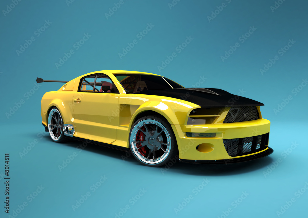 Obraz premium Żółty samochód wyścigowy