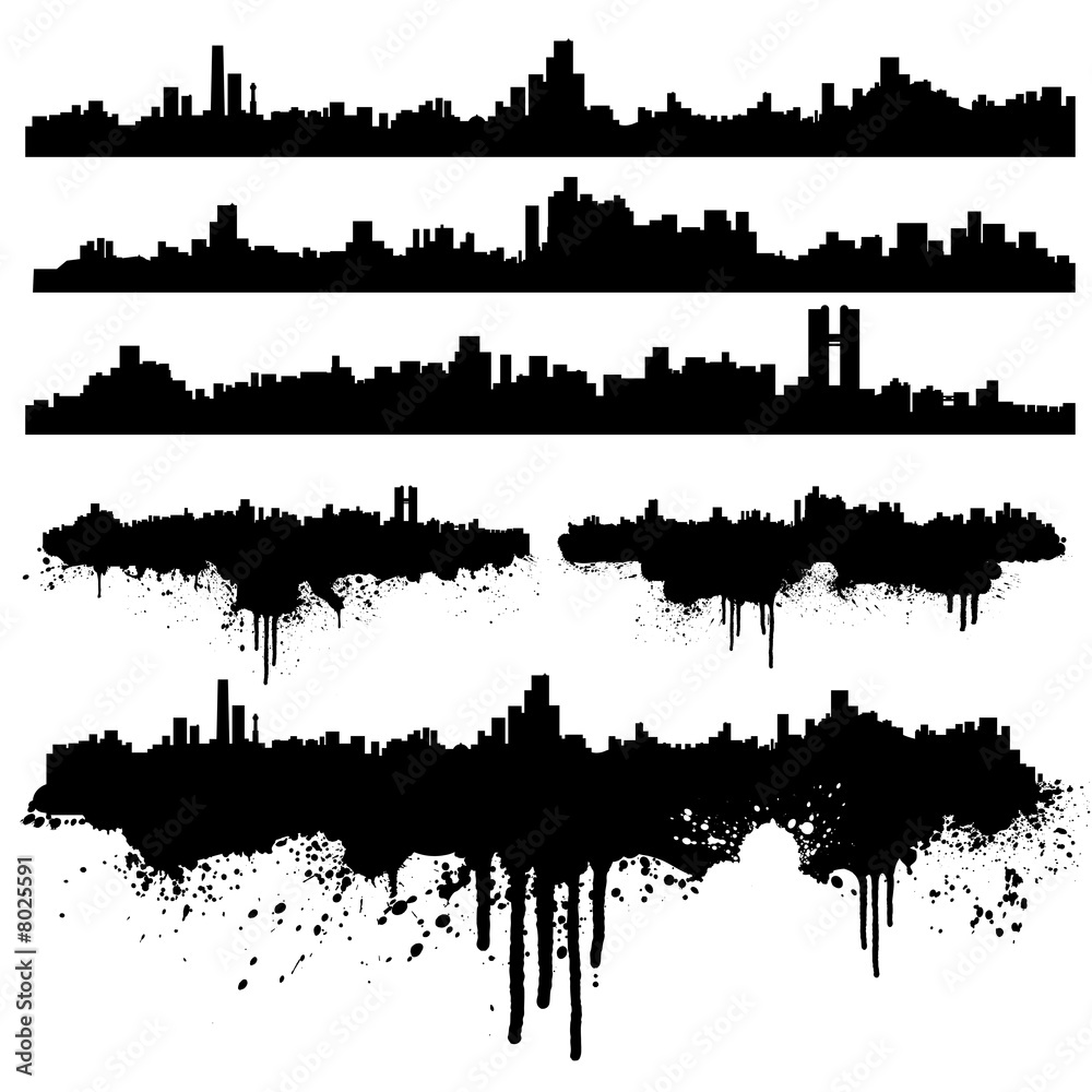 Urban skylines splatter collection