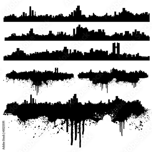 Urban skylines splatter collection