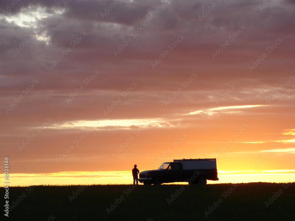 Fototapeta premium Old vehicle at sunset
