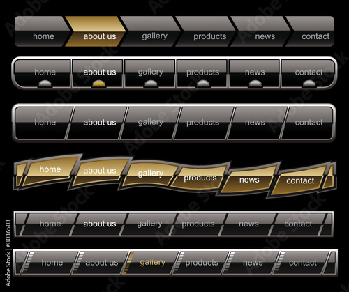 Black menu buttons navigation template