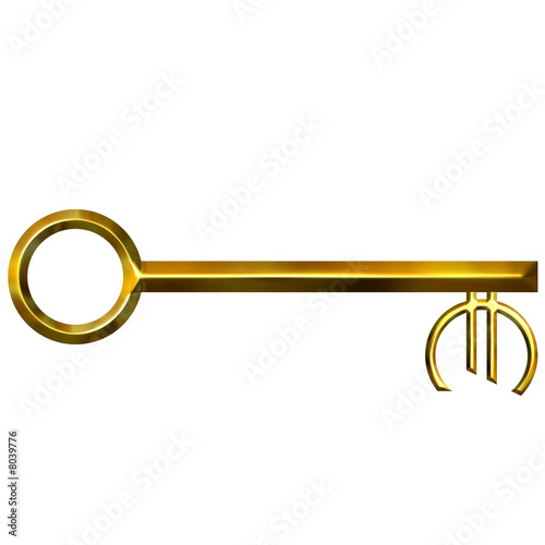 3D Golden Euro Currency Key