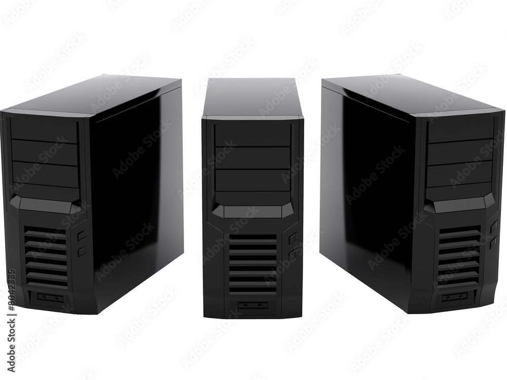 Three black computers Three black computers