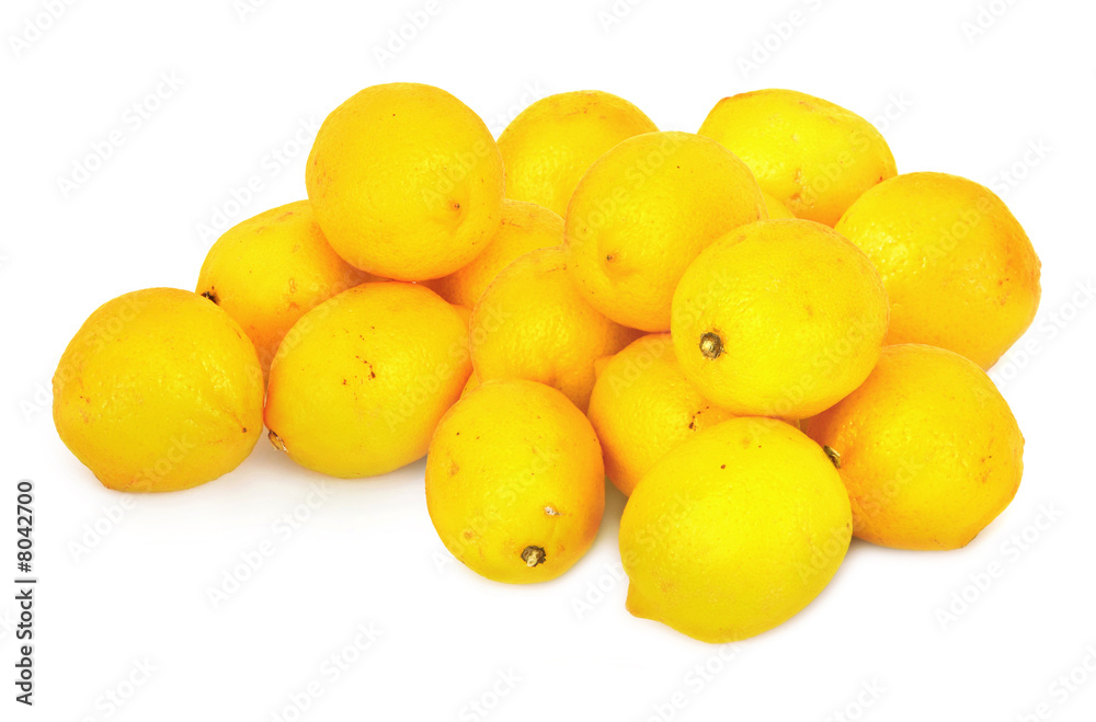 ripe lemons on white