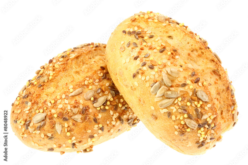 Two bread rolls isolated on white. Two bread rolls isolated on white.