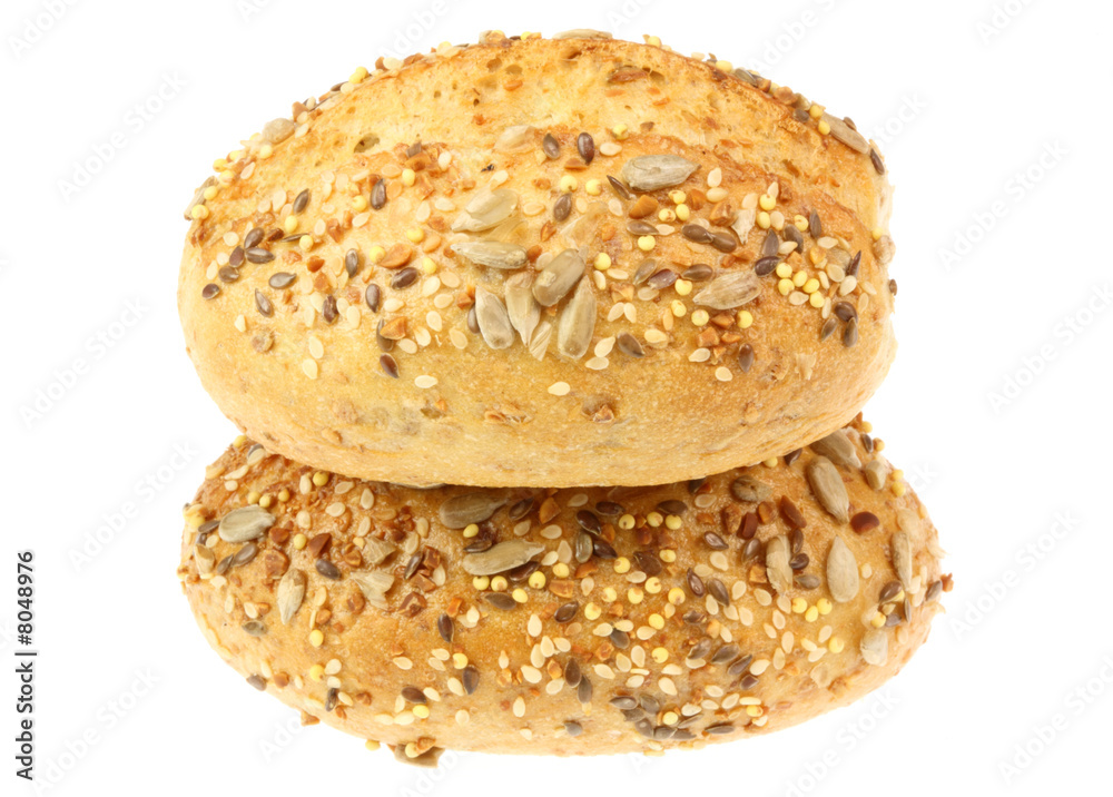 Two bread rolls isolated on white. Two bread rolls isolated on white.