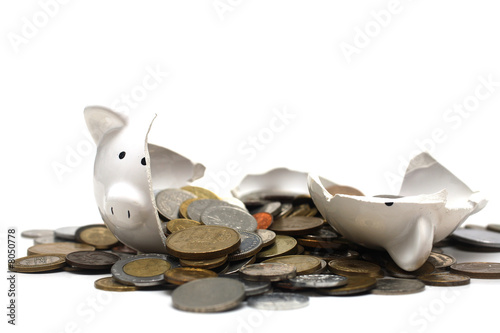Broken Piggy Bank (on white)