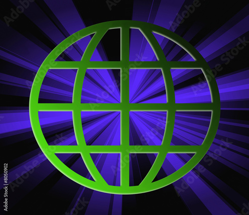 Blue rays through terrestrial sphere globe