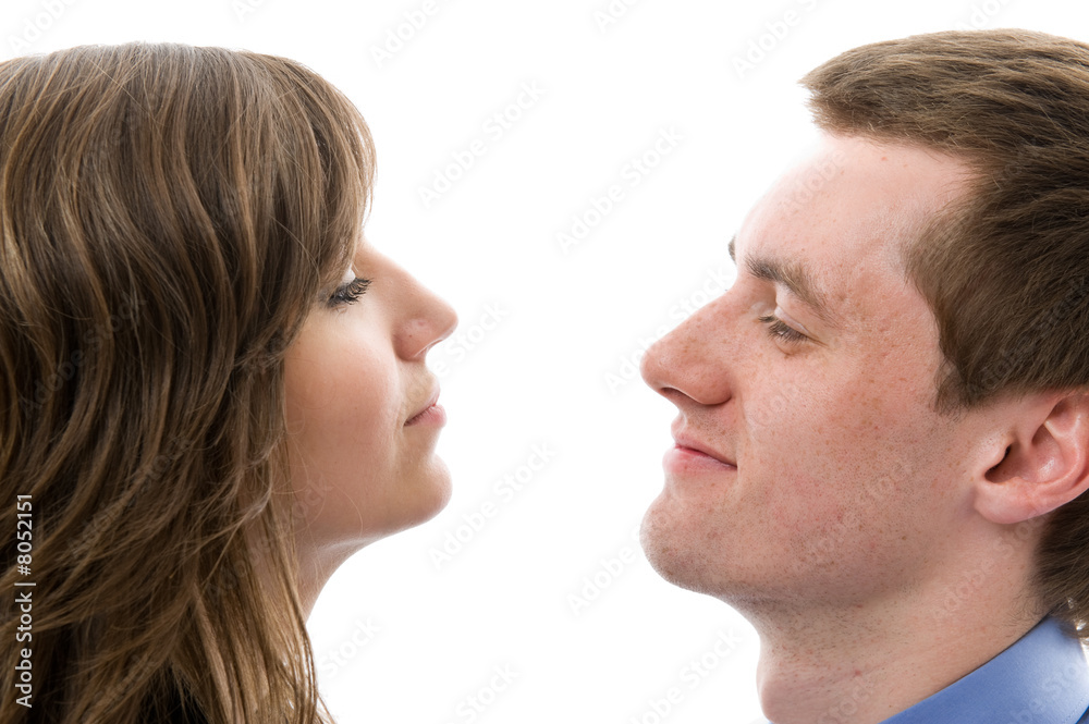 Business dialog. Close-up the young man and woman talk. Business dialog. Close-up the young man and woman talk.