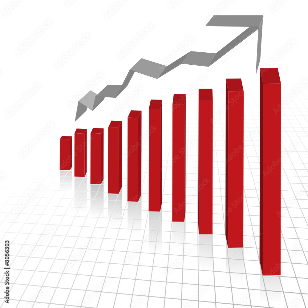 Business profit growth graph chart with reflection Business profit growth graph chart with reflection