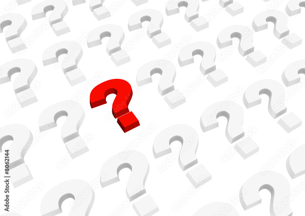 3d bright red question mark
