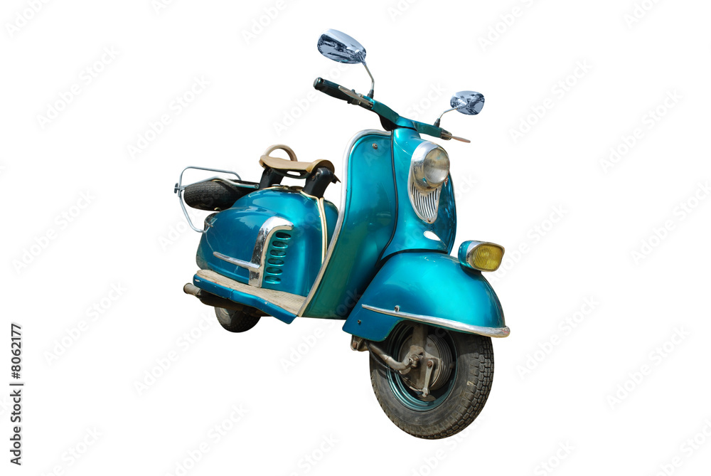 Fototapeta premium vintage blue scooter isolated