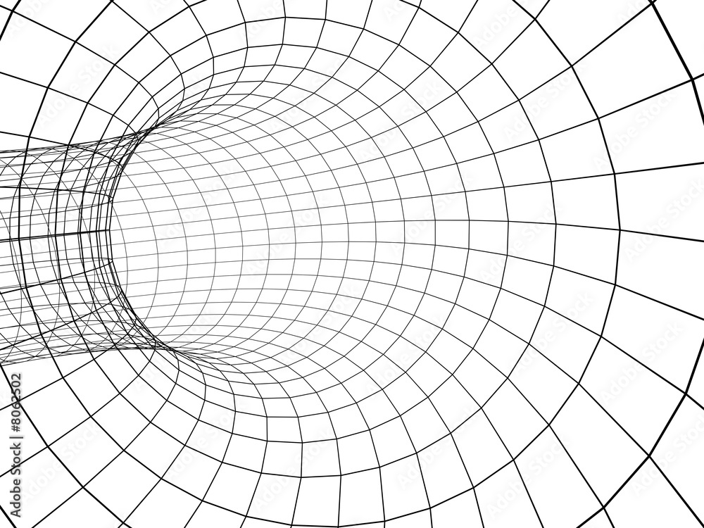 3d abstract tunnel from a grid