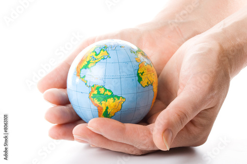 The globe in hands