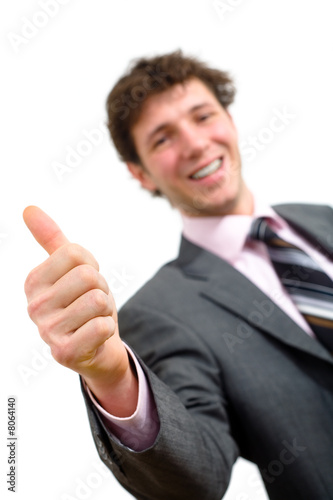 Businessman with thumb up