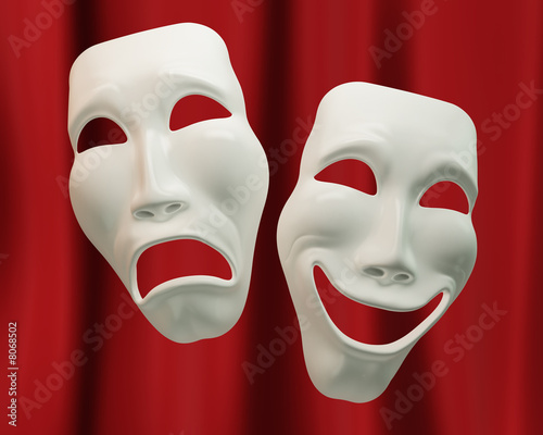 Drama and Comedy Masks. 3D illustration photo