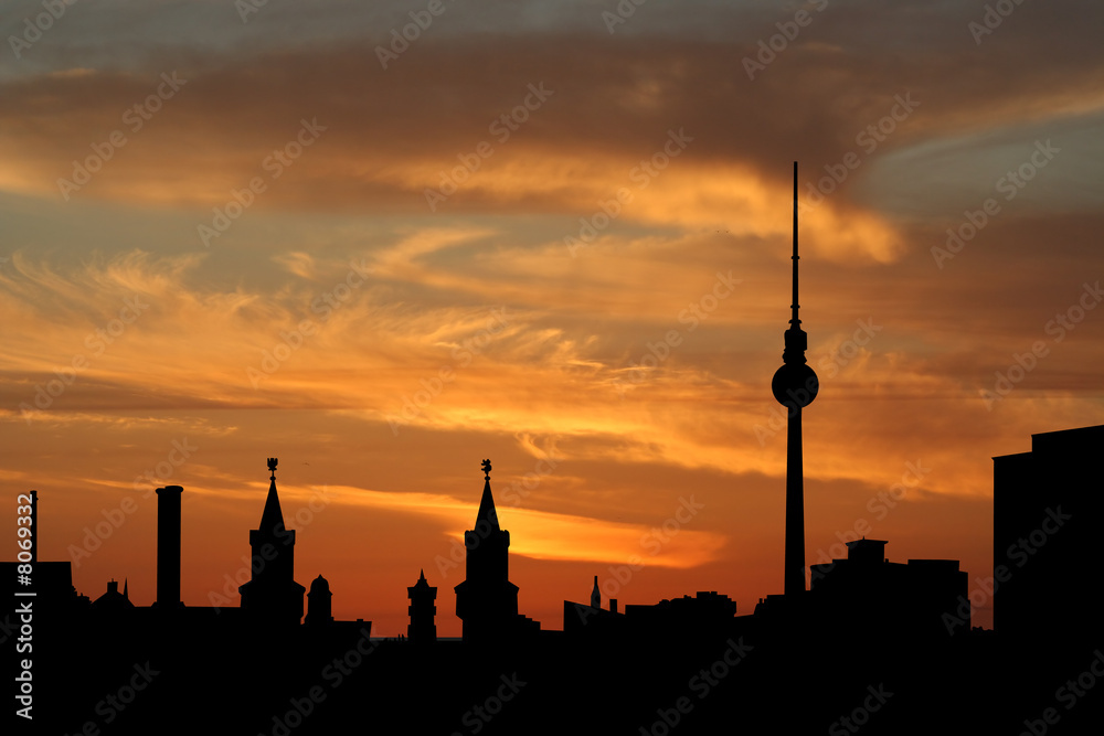 Berlin skyline at sunset