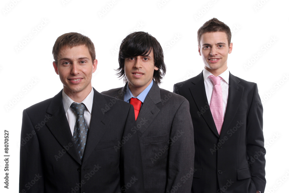 three young business men isolated on white background three young business men isolated on white background