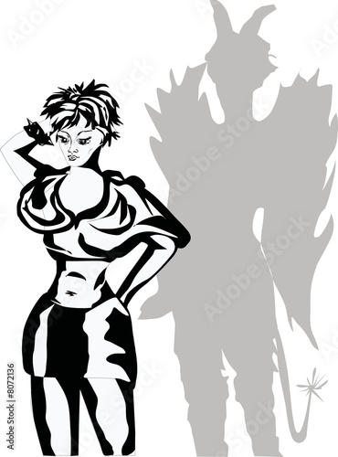 girl and devil shadow