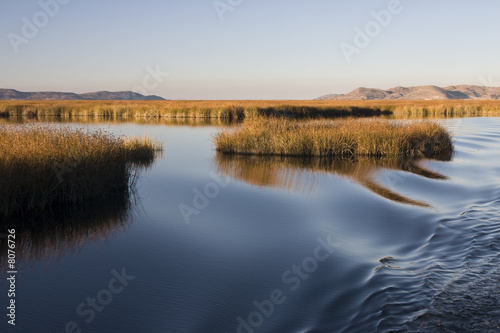 Onde del lago al tramonto